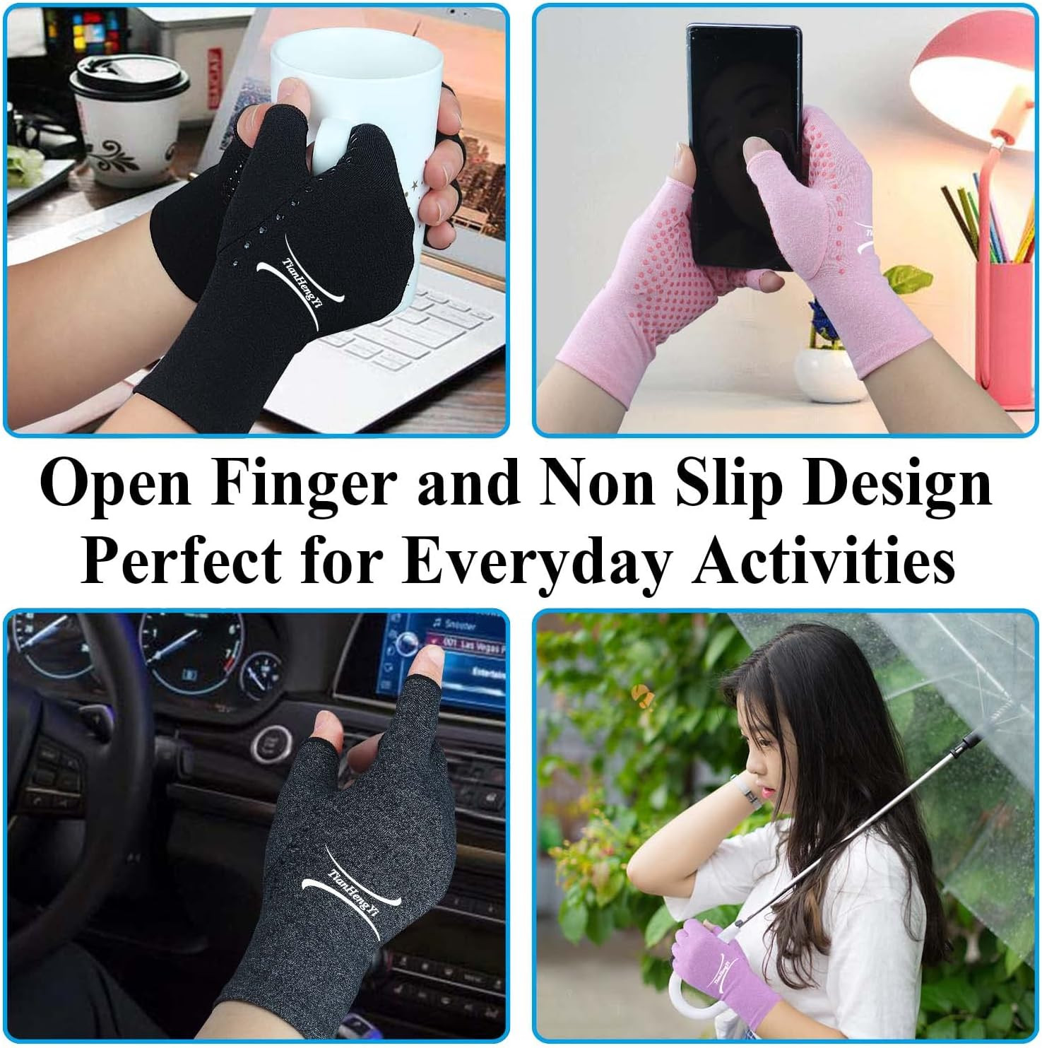 2 Pairs Arthritis Gloves for Pain Relief, Compression Gloves for Arthritis, C…