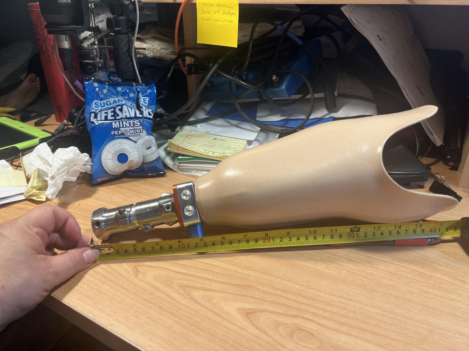 Prosthetic Socket with components. Right leg. Below Knee (BK). USED