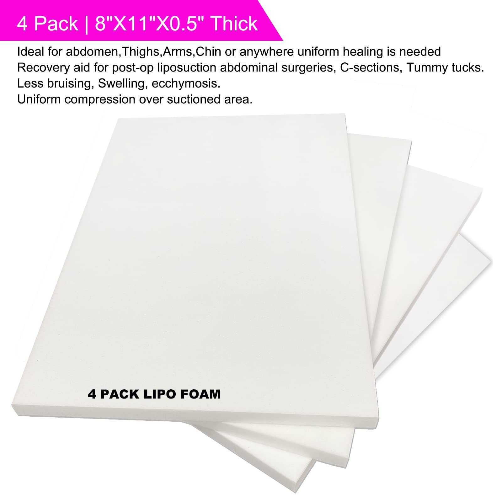 4 Pack Lipo Foam Post-surgical Ab Board Flattening Abdominal Compression Boar…