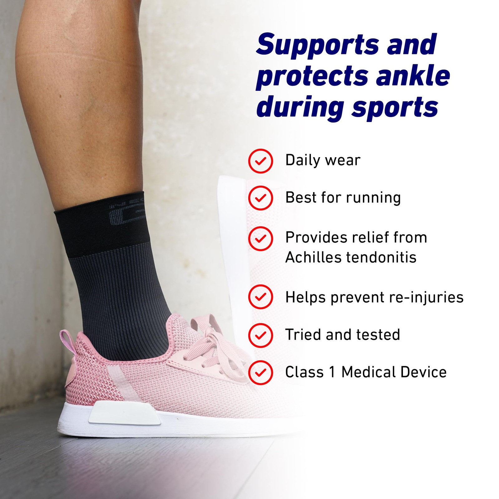 Large Black Airflow Ankle Compression Sleeve Brace Tendonitis Joint Pain