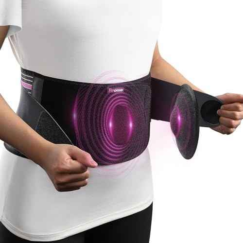 Front-Wearing Umbilical Hernia Belt, Unisex, 3D S/M Black with Pink Stripes