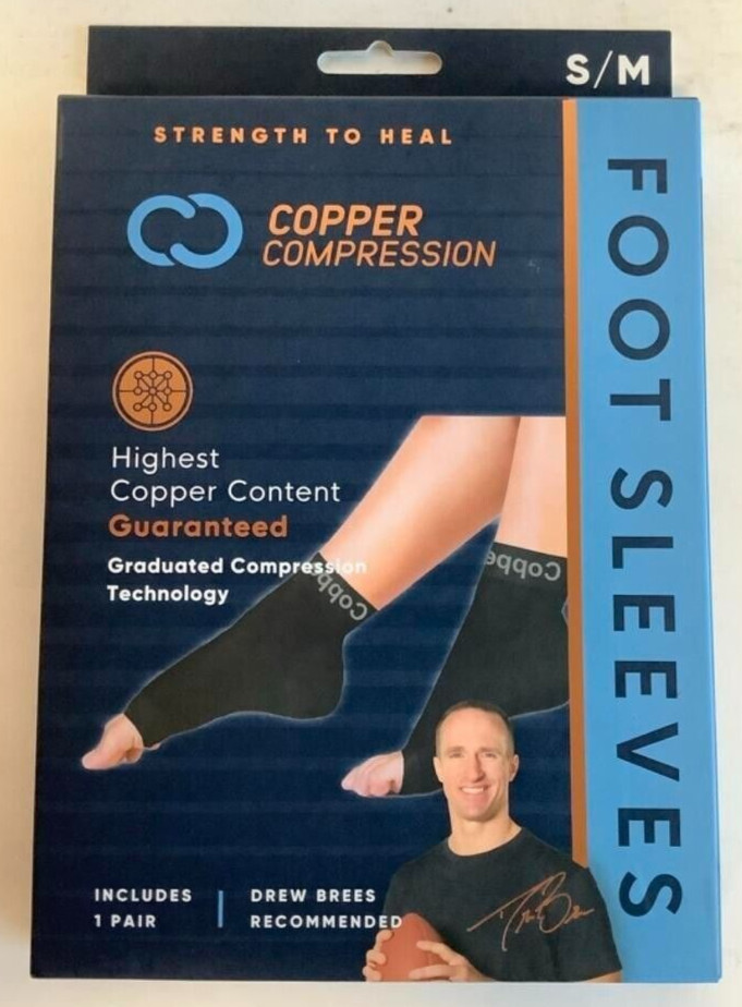 NEW Copper Compression CCCFS/BS3 Copper Infused SMALL/MEDIUM Foot Sleeve