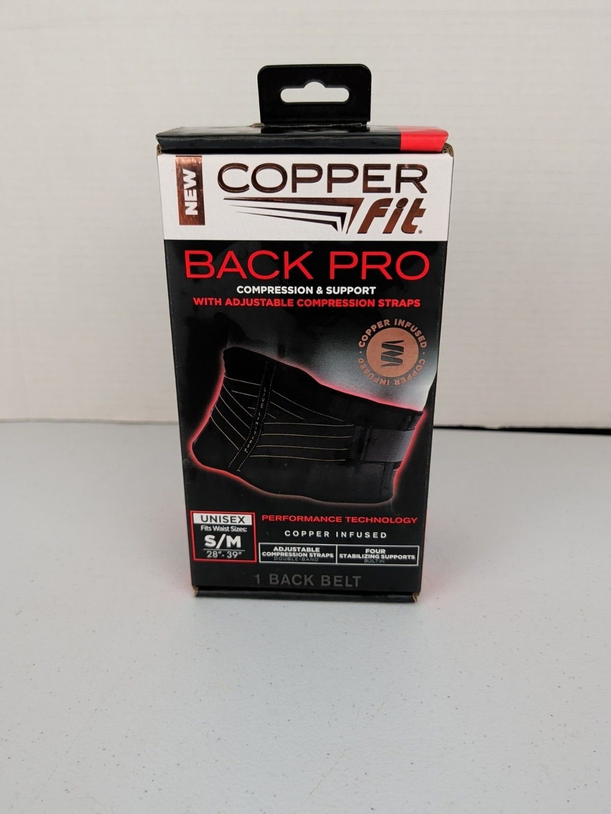 New Copper Fit Back Pro Belt Compression & Support Unisex Size S-M 28” – 39”