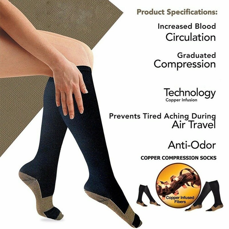 2Pairs XL Compression Sock Support Circulation Relief Varicose Veins Feet Relief