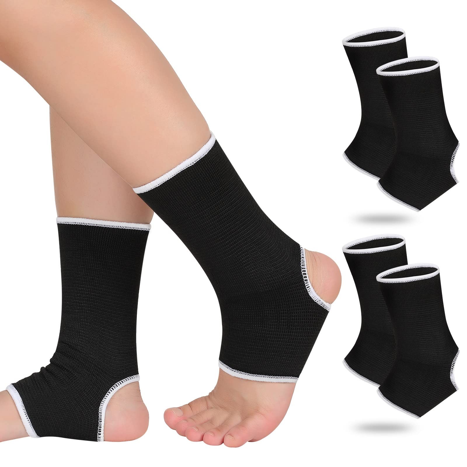 2 Pair Kids Ankle Support Brace for Ages 10-15 Elastic Compression Sleeve