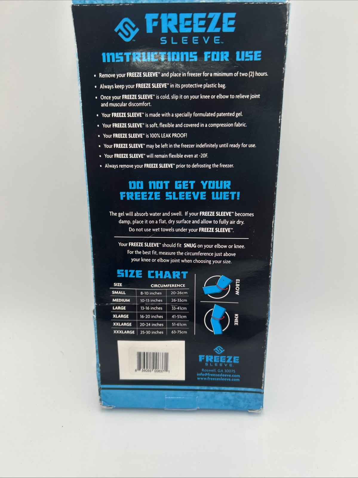 Freeze Sleeve Cold Therapy Compression Sleeve XL