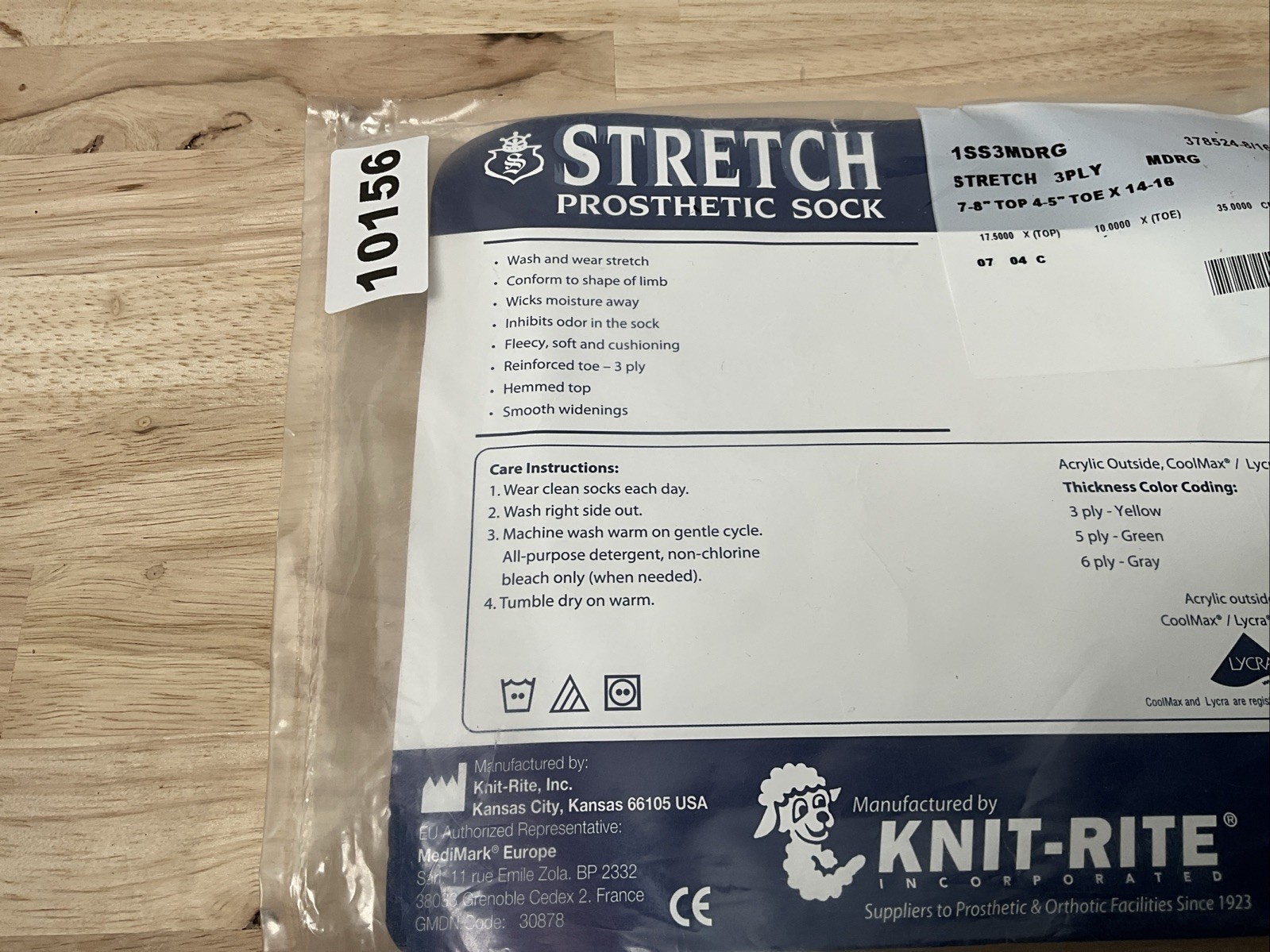1 Knit-Rite Soft Stretch Prosthetic Socks 3 Ply – MDRG – 7-8″ top 4-5″ Toe 14-16