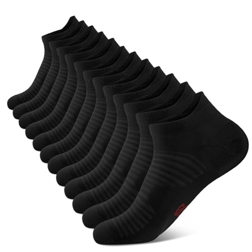Compression Running Ankle Socks (6 Pairs) for Men Large-X-Large Black (6 Pairs)