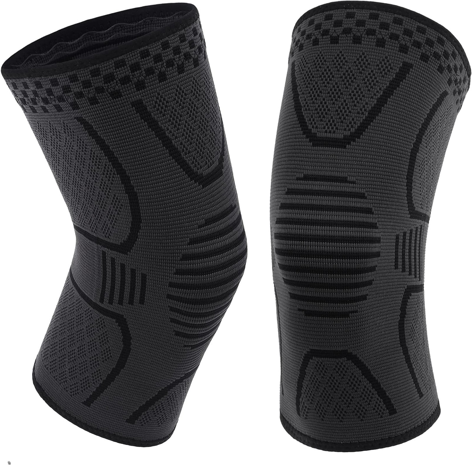 2x Knee Sleeves Copper Silver Compression Brace Support Sport Joint Injury Pain
