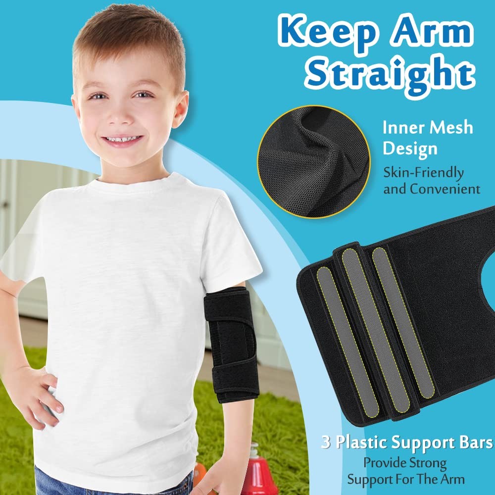 Pediatric Elbow Brace Child Straight Arm Splint Kids Small, Black-Small