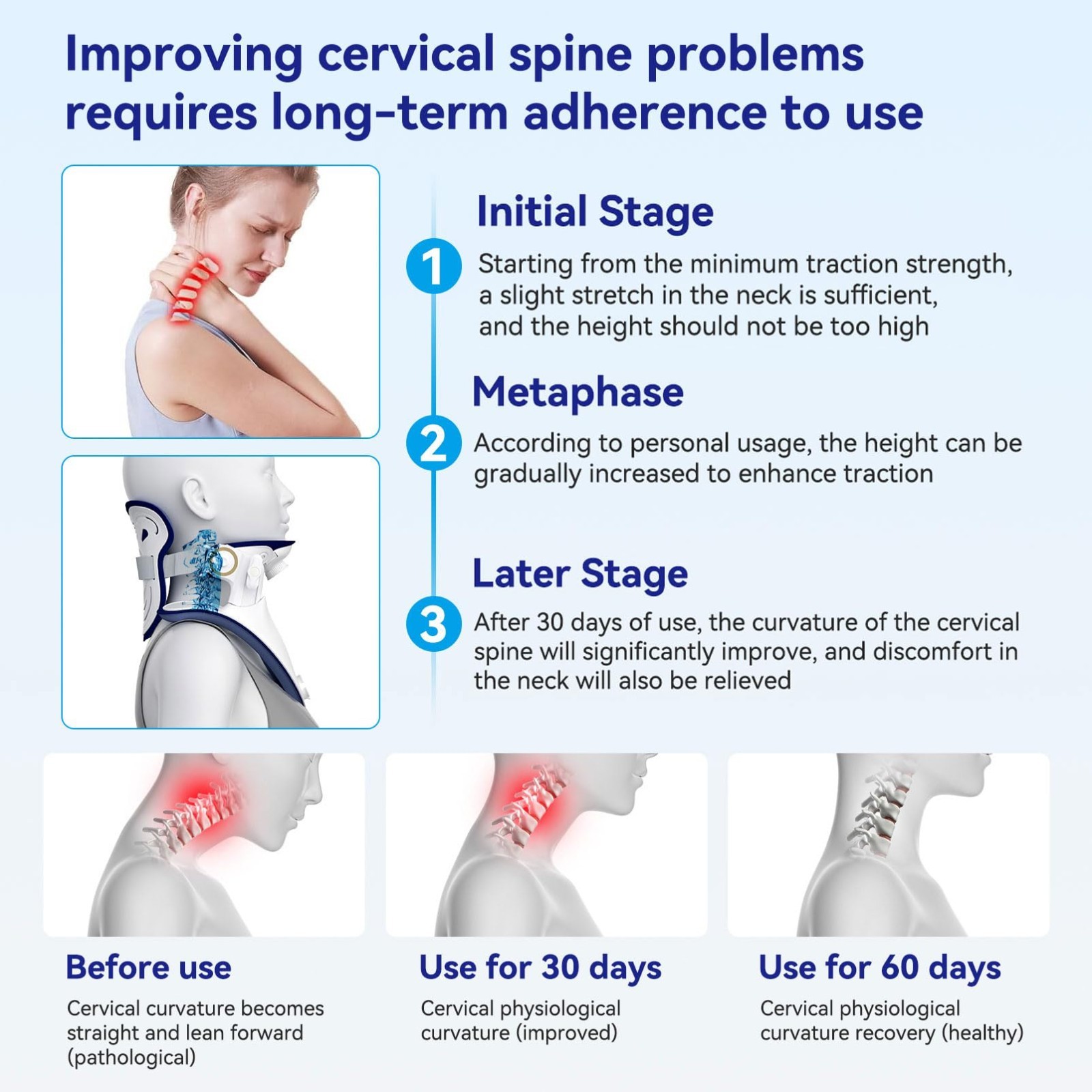 Cervical Traction Device Neck Support Brace for Pain Relief | Adjustable Lightwe
