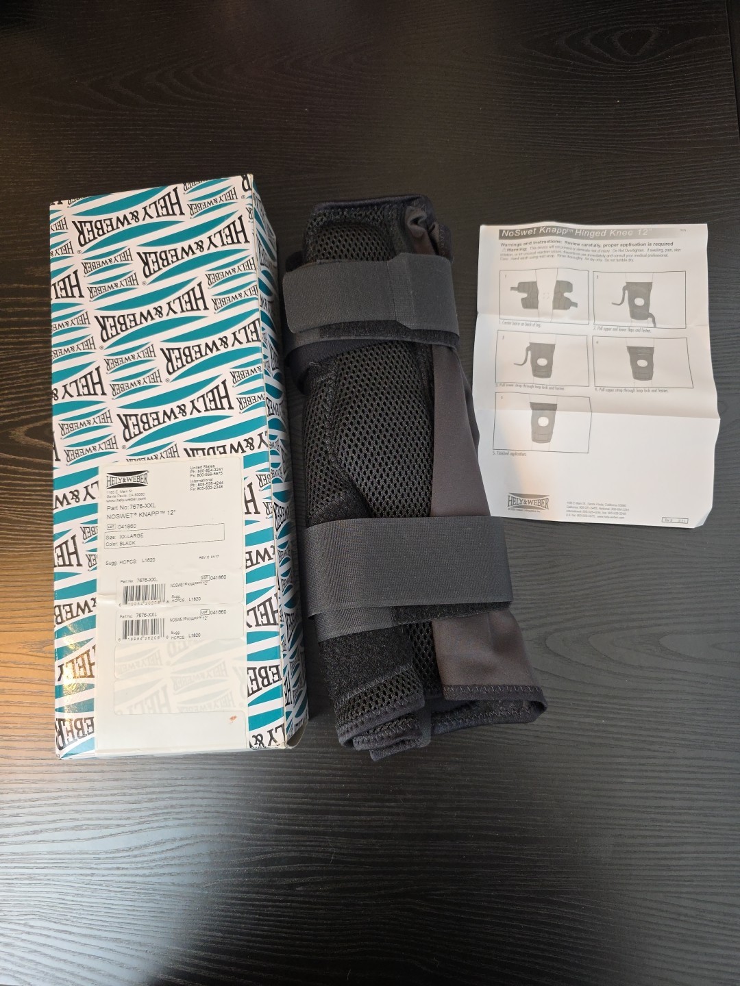 Hely & Weber 7676-BLK-XXL Knee Open Pat/ Open Pop – NEW