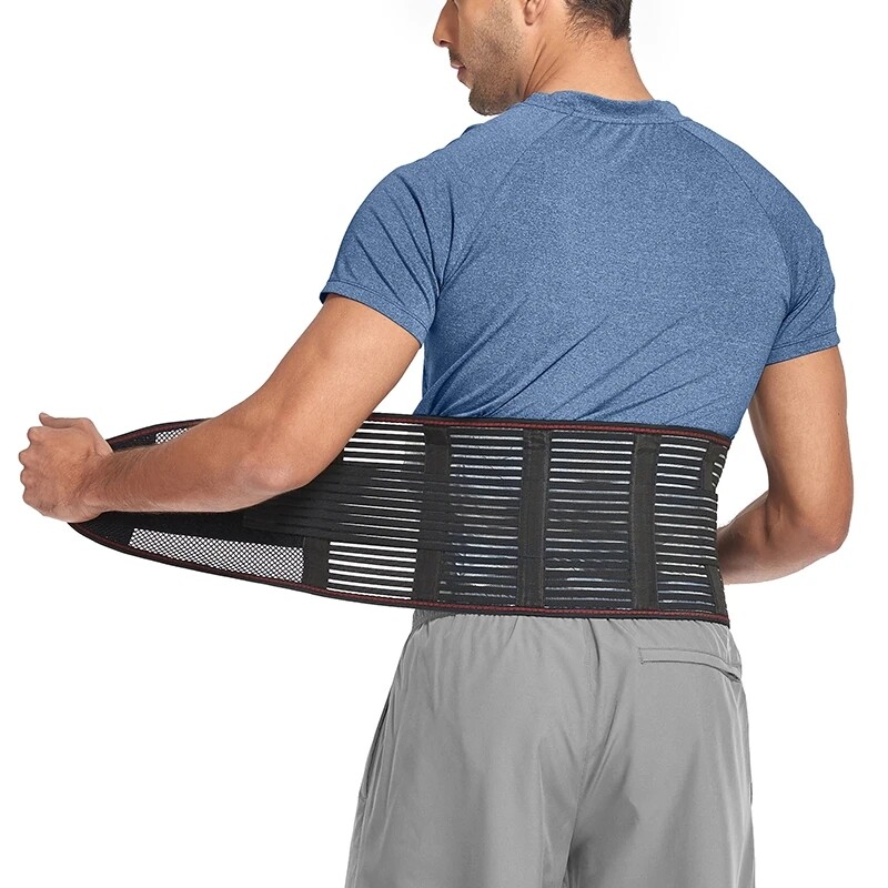 Men Lumbar Support Belt Waist Orthopedic Compress Back Brace For Back Pain Relif