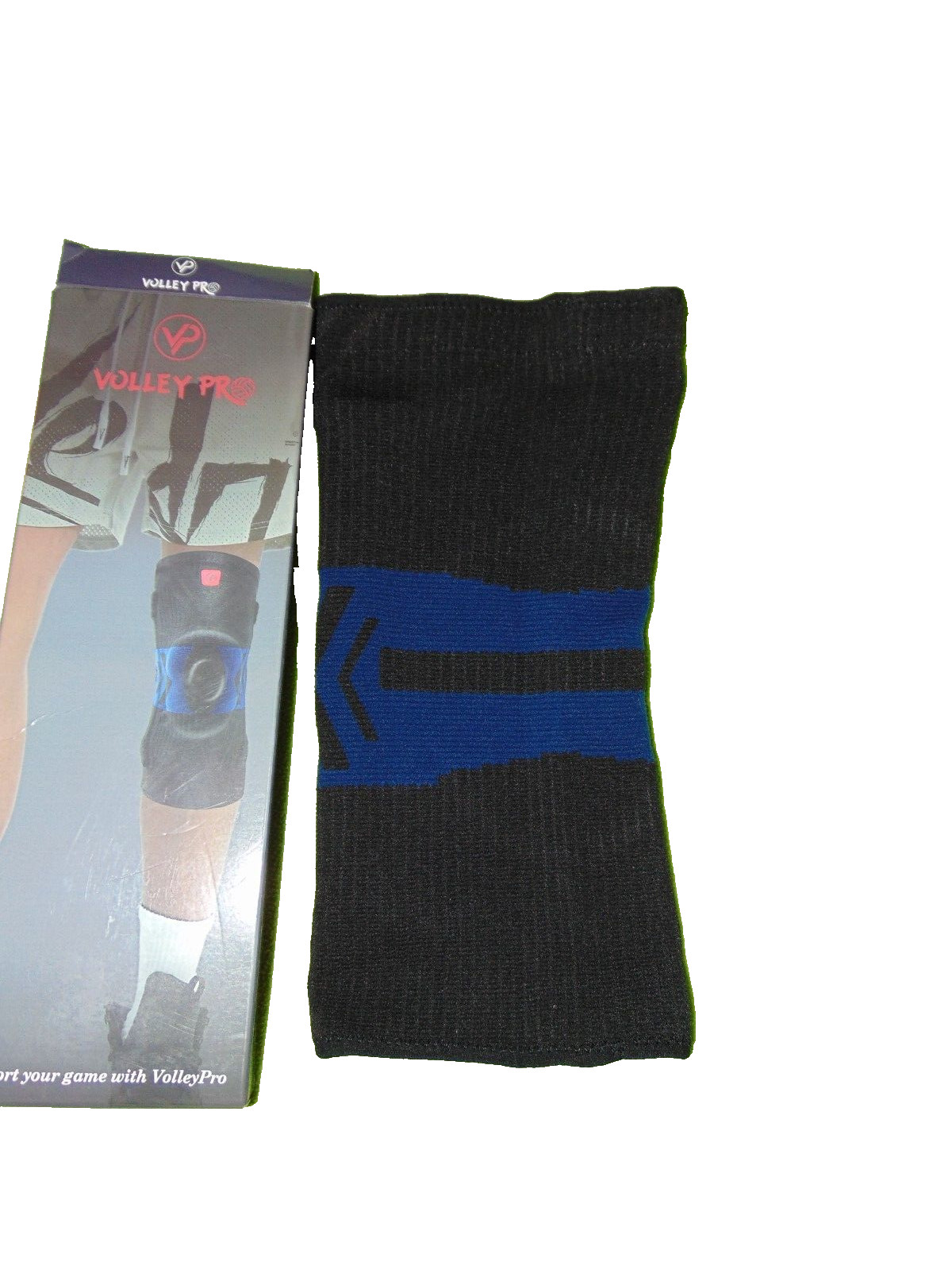 Volley Pro Compression Knee Brace Pad Large Donut Patella Support Black Blue