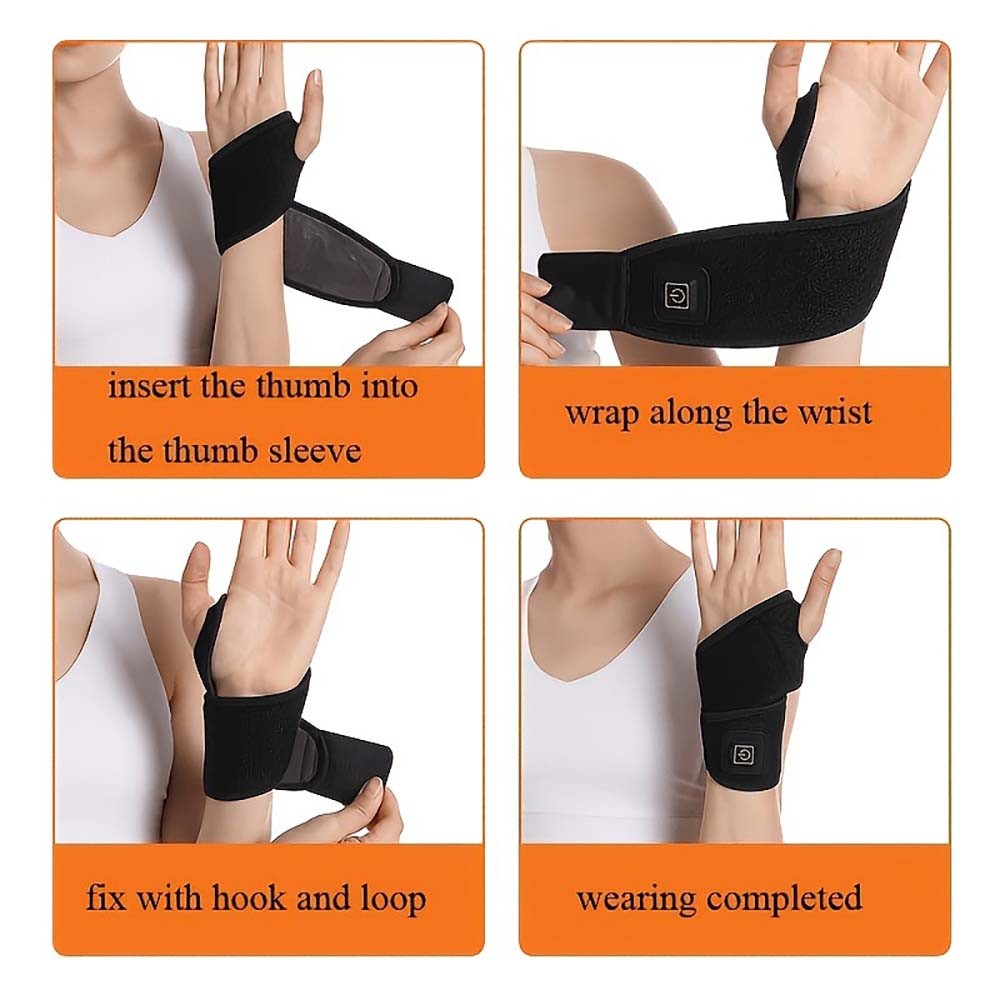 USB Heated Wrist Support Brace Adjustable Thermal Wrap for Sports and Daily Use