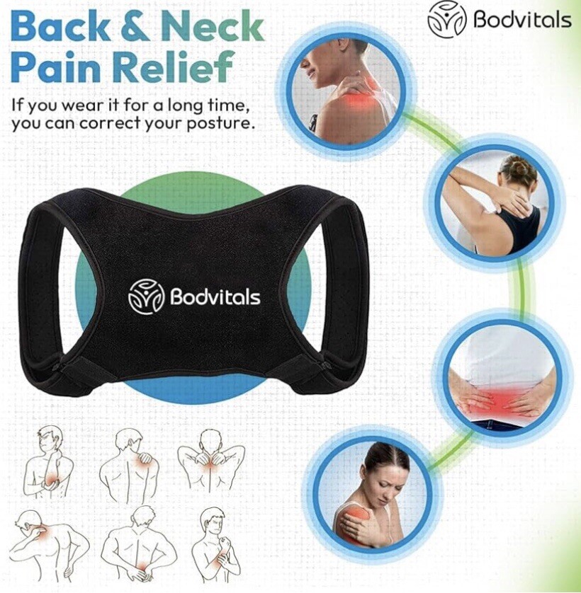 Bodvitals Posture Corrector Upper Half Back Support Brace Fully Adjustable Small