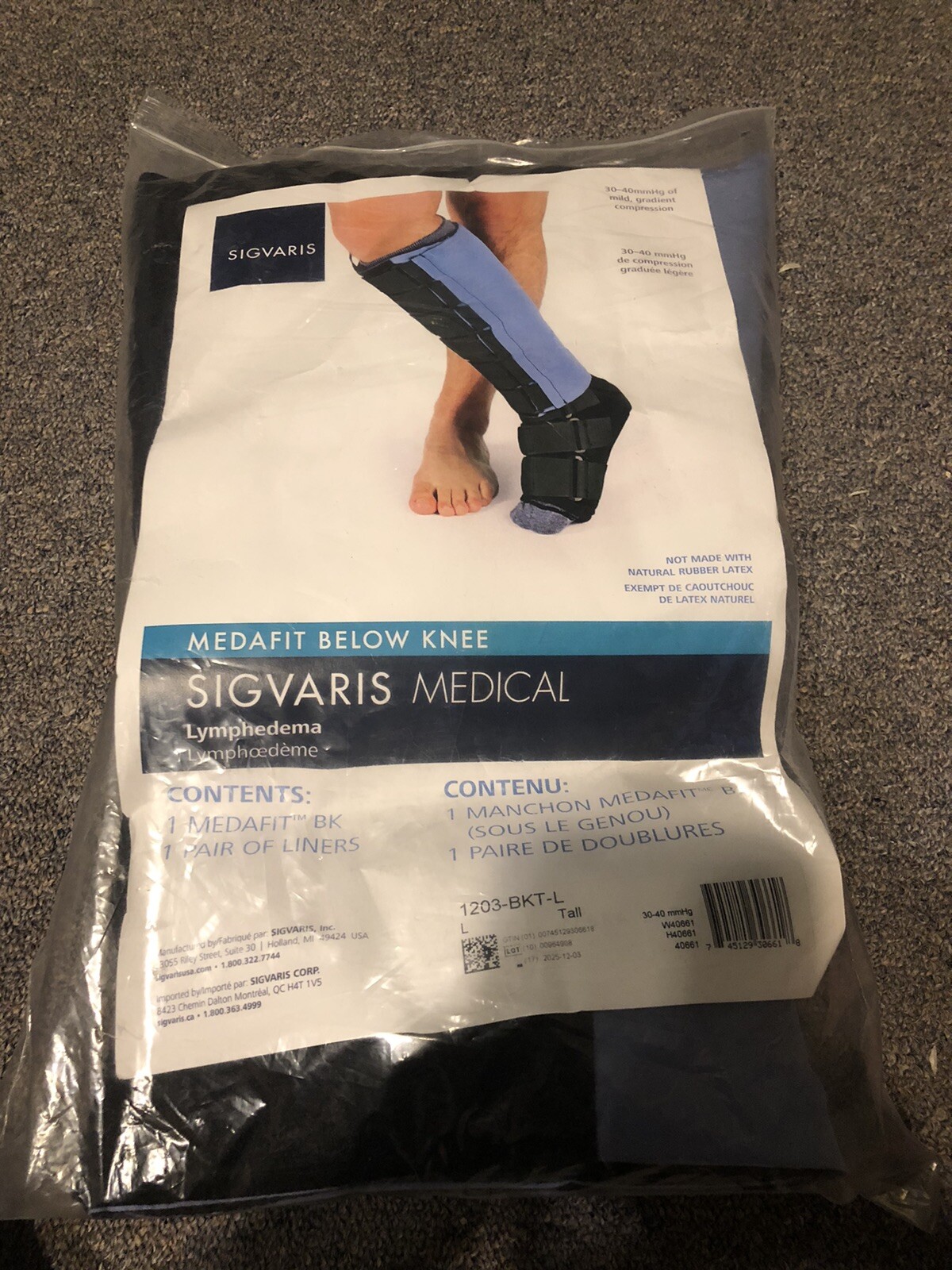 New Sigvaris Meds fit Below The Knee 1203-BKT-L Size Large Calf Only No Liners