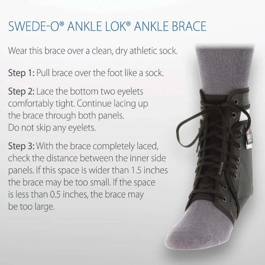Swede-O Ankle Lok (XXL Black) Support with Knit Tongue, Exclusive Lacing System