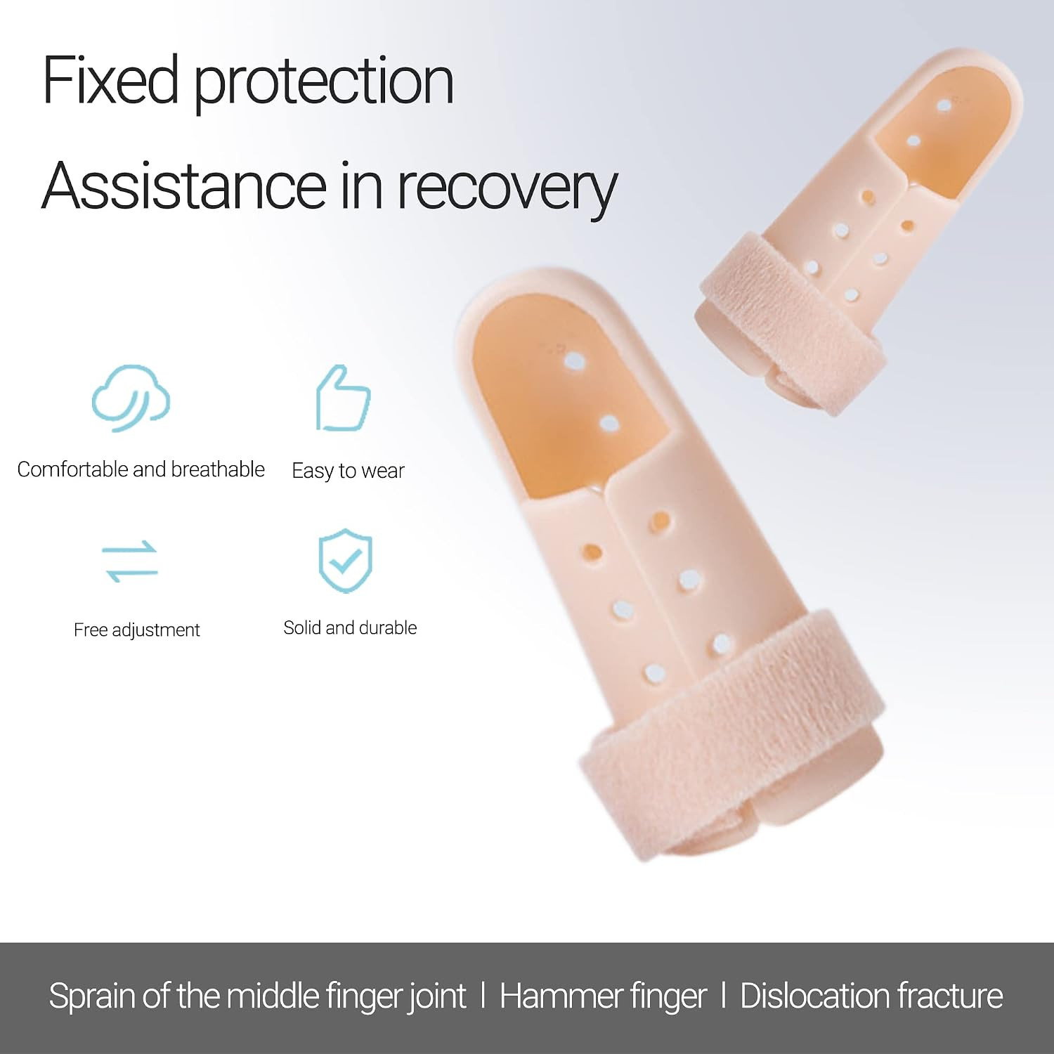 2 Pieces Finger Splint Mallet Finger Support Finger Splint Brace Plastic Prot…