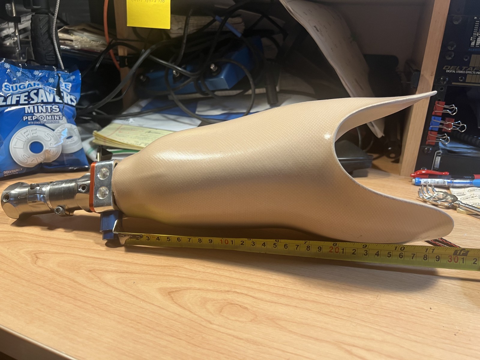 Prosthetic Socket with components. Right leg. Below Knee (BK). USED