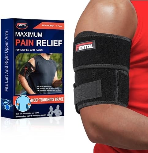 FEATOL Bicep Tendonitis Brace Compression Sleeve Support, Upper Arm Brace Tricep