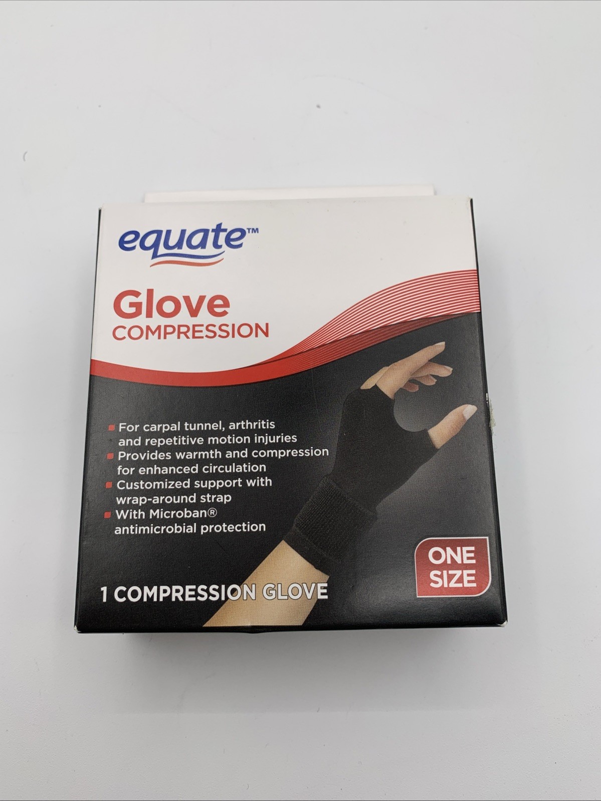 Equate Glove Compression, One Size Black, 1 Glove