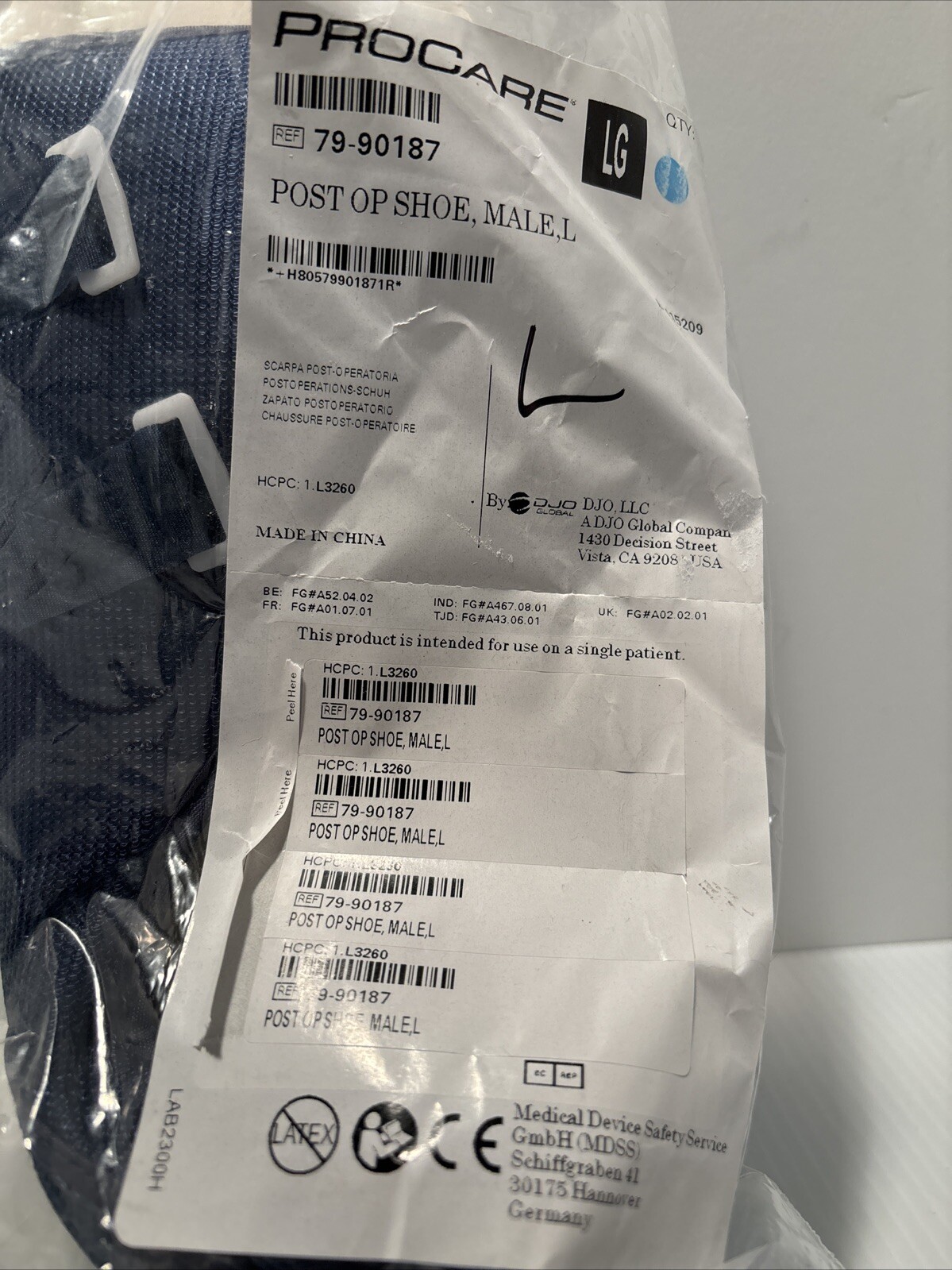 PROCARE POST OP SHOE , MALE, Large Ref 79-90187