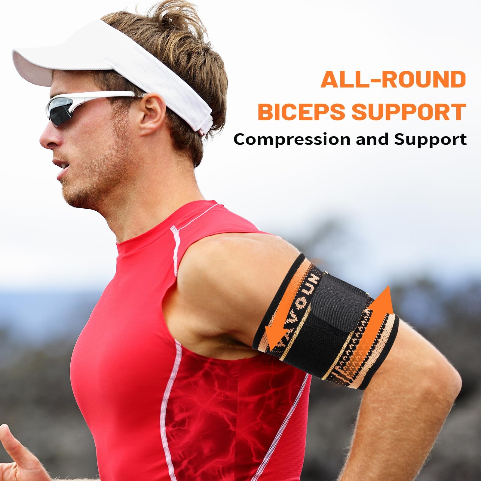Bicep Tendonitis Brace with Compression Support 1Pair, Triceps Sleeves for Up…