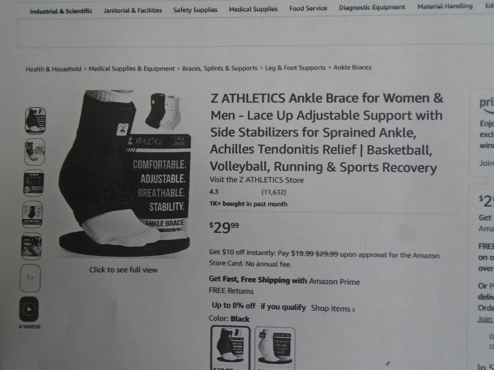 Z Athletics Ankle Brace for Women & Men, Size Medium, Brand New
