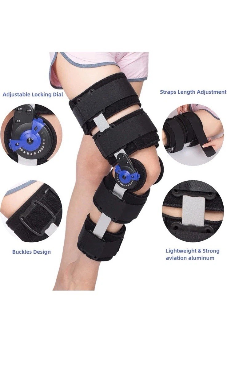 Adjustable Hinged ROM Knee Brace with Stabilizers for Post-Op Support