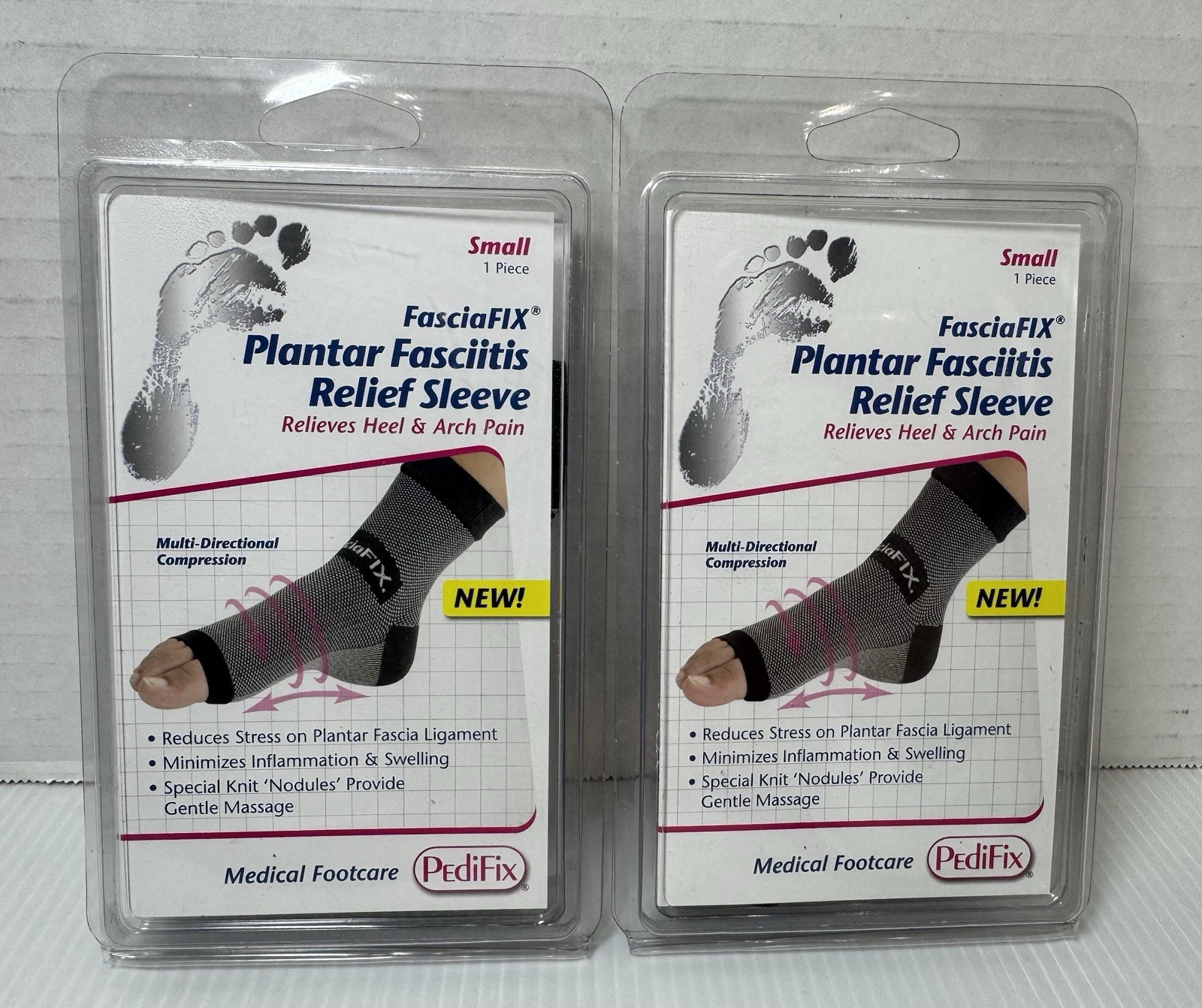 x2 PEDIFIX FasciaFIX Plantar Fasciitis Compression Foot Pain Relief Sleeve Small