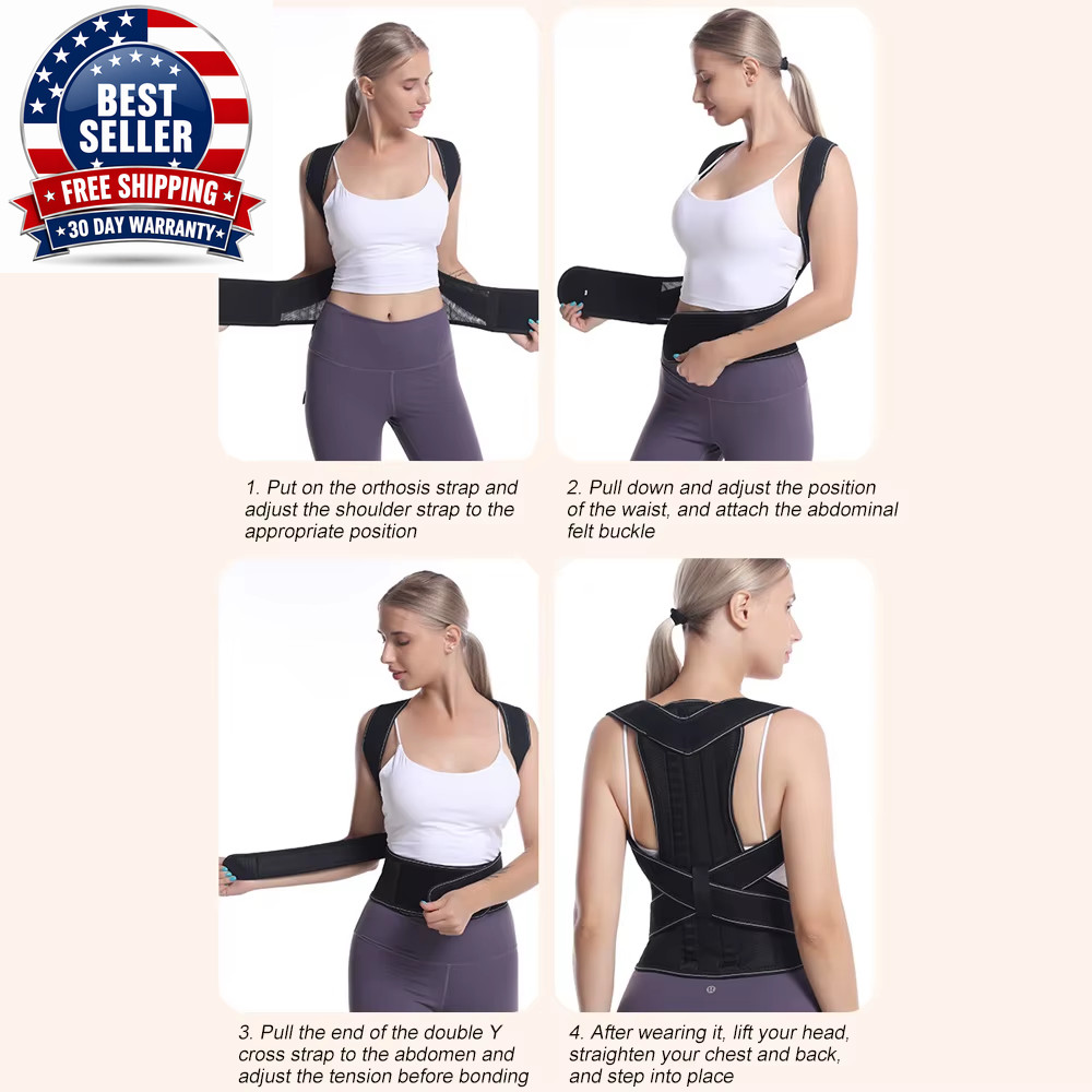 1PC Back Brace Posture Corrector for Women and Men, Adjustable Full Back Support