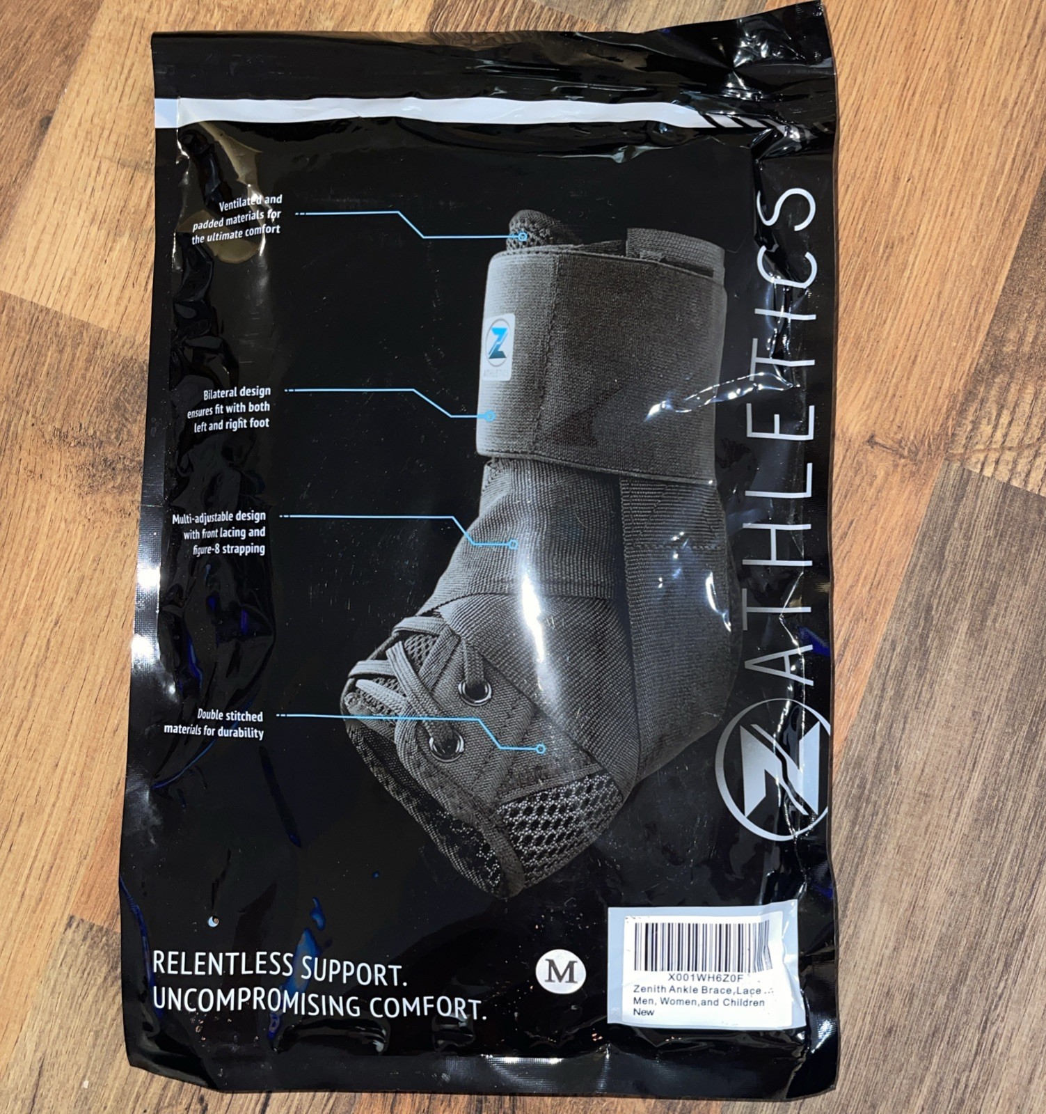 Zenith Ankle Brace, Lace up Adjustable Support – for Running, Basketball, Medium