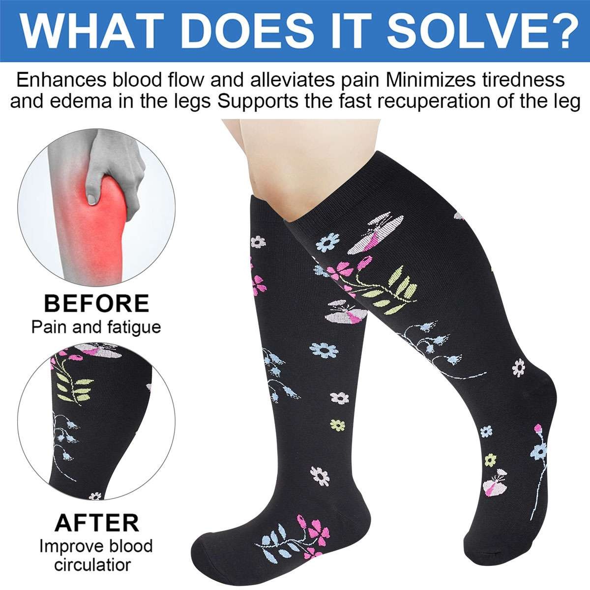 Plus Size Compression Socks for Men and Women Unisex Wide Calf 2XL-4X-Large US