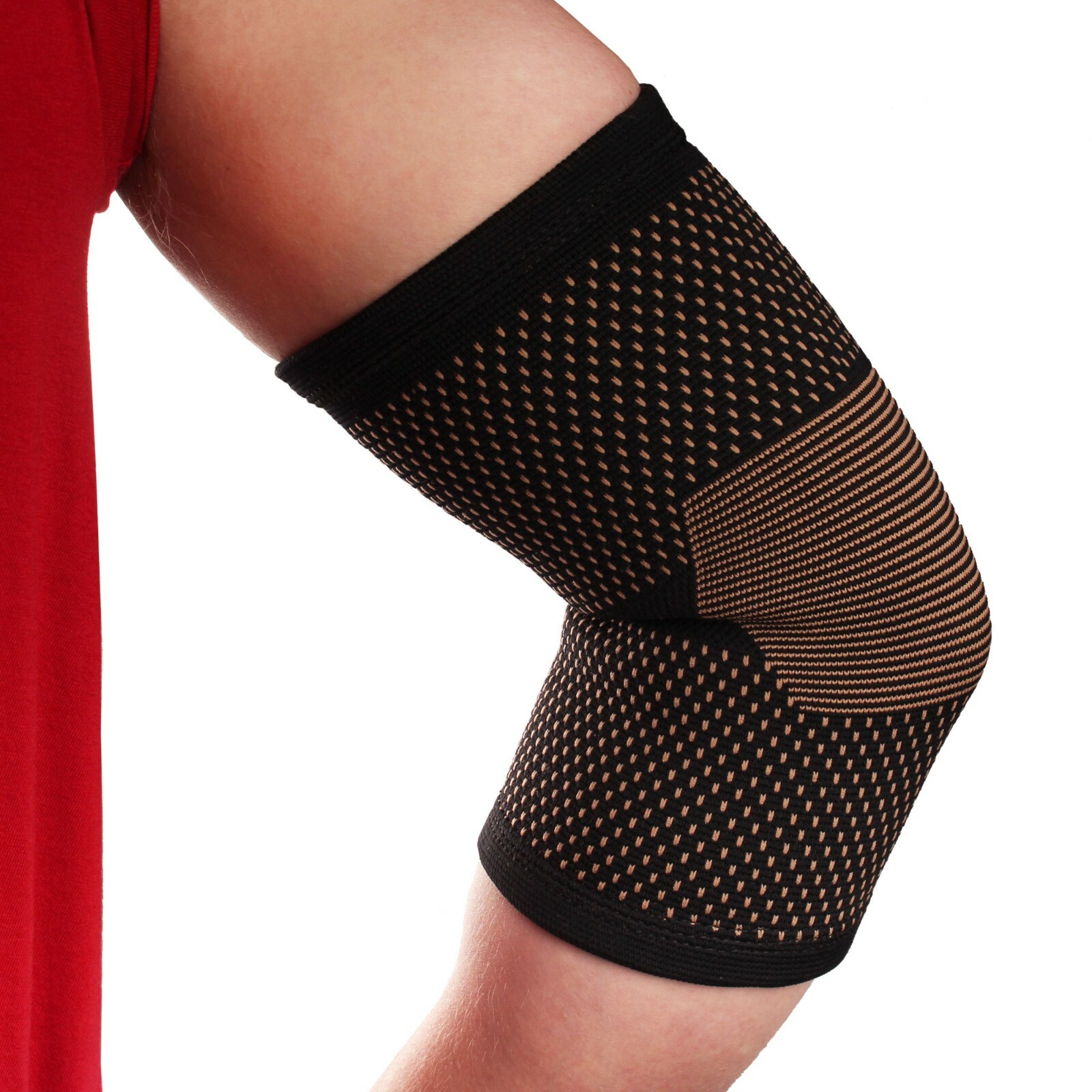Copper D – Copper Compression Elbow Sleeve – Rayon Copper and Charcoal Infused