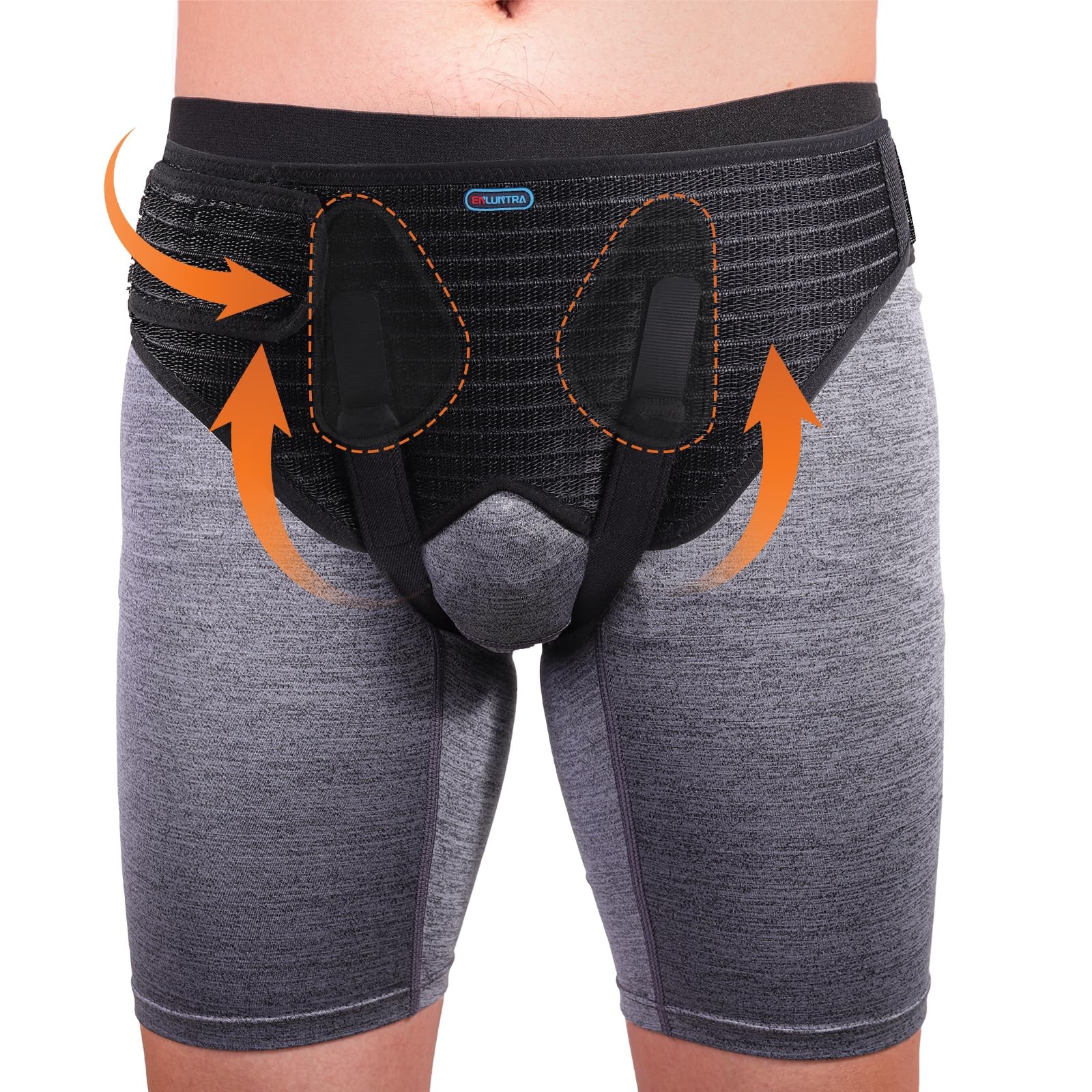 Inguinal Hernia Support Belt Men Women Adjustable 4 Pads Single Double Black