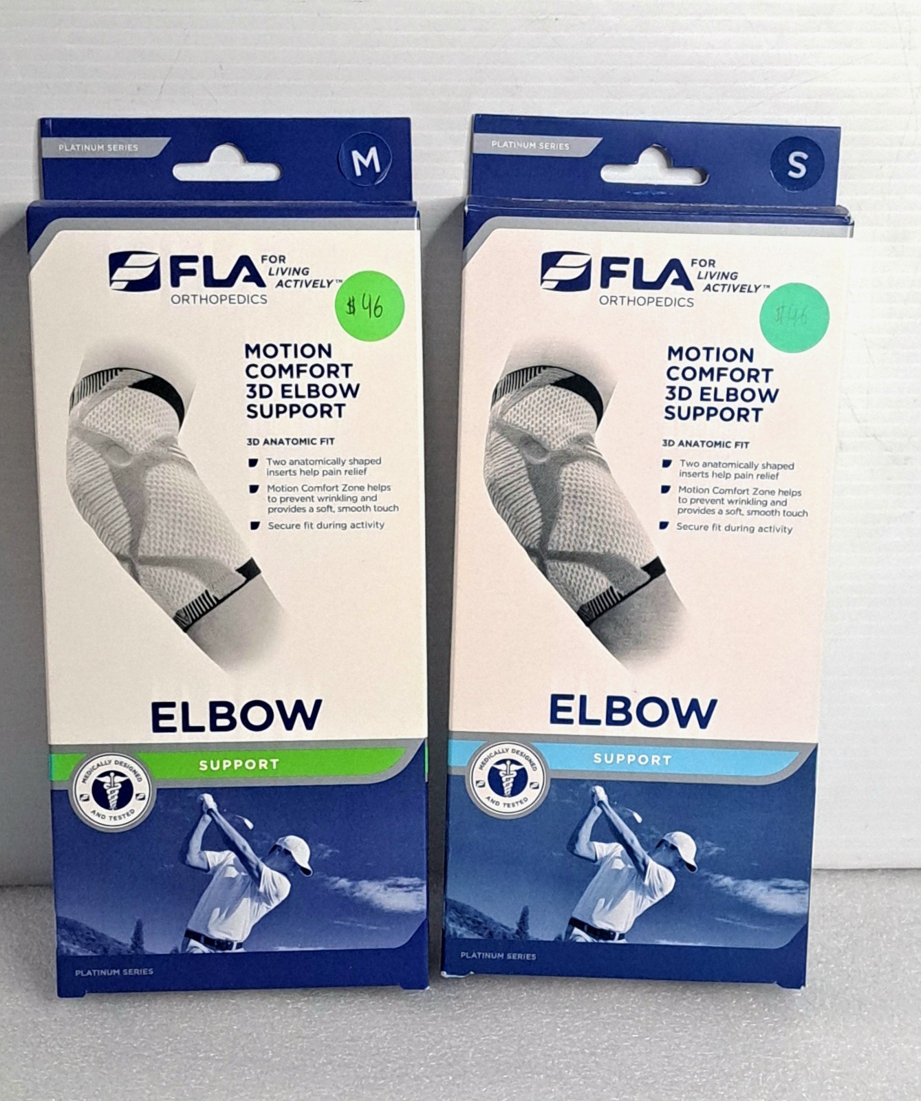 FLA Orthopedics Motion Comfort 3D Elbow Support White/Grey M & S New in a Box