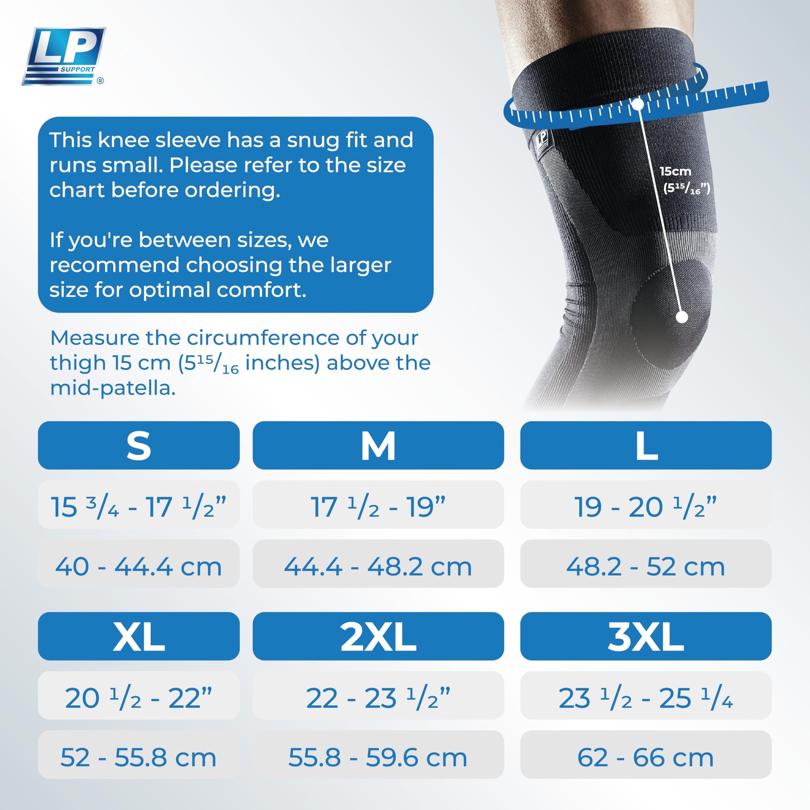 LP SUPPORT LP 272Z Leg Compression Sleeve For Knee, Thigh, And Calf Support