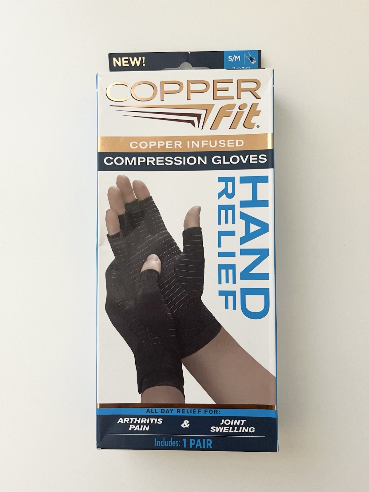 Copper Fit Hand Arthritis Compression Gloves – Black, S/M Unisex