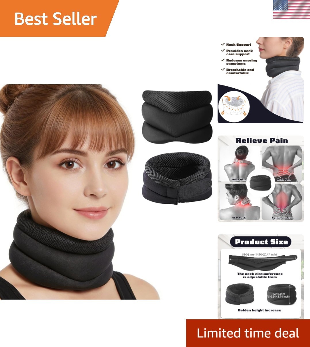 Neck Support Strap Cervical Collar Relieves Pain Spine Pressure for Women Men