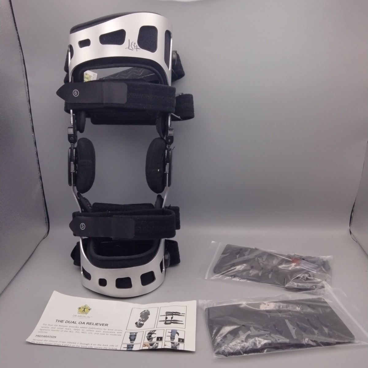 Dr Medical DUAL OA RELIEVER Hinged Left Knee Brace Size MEDIUM KB0104-147L-02