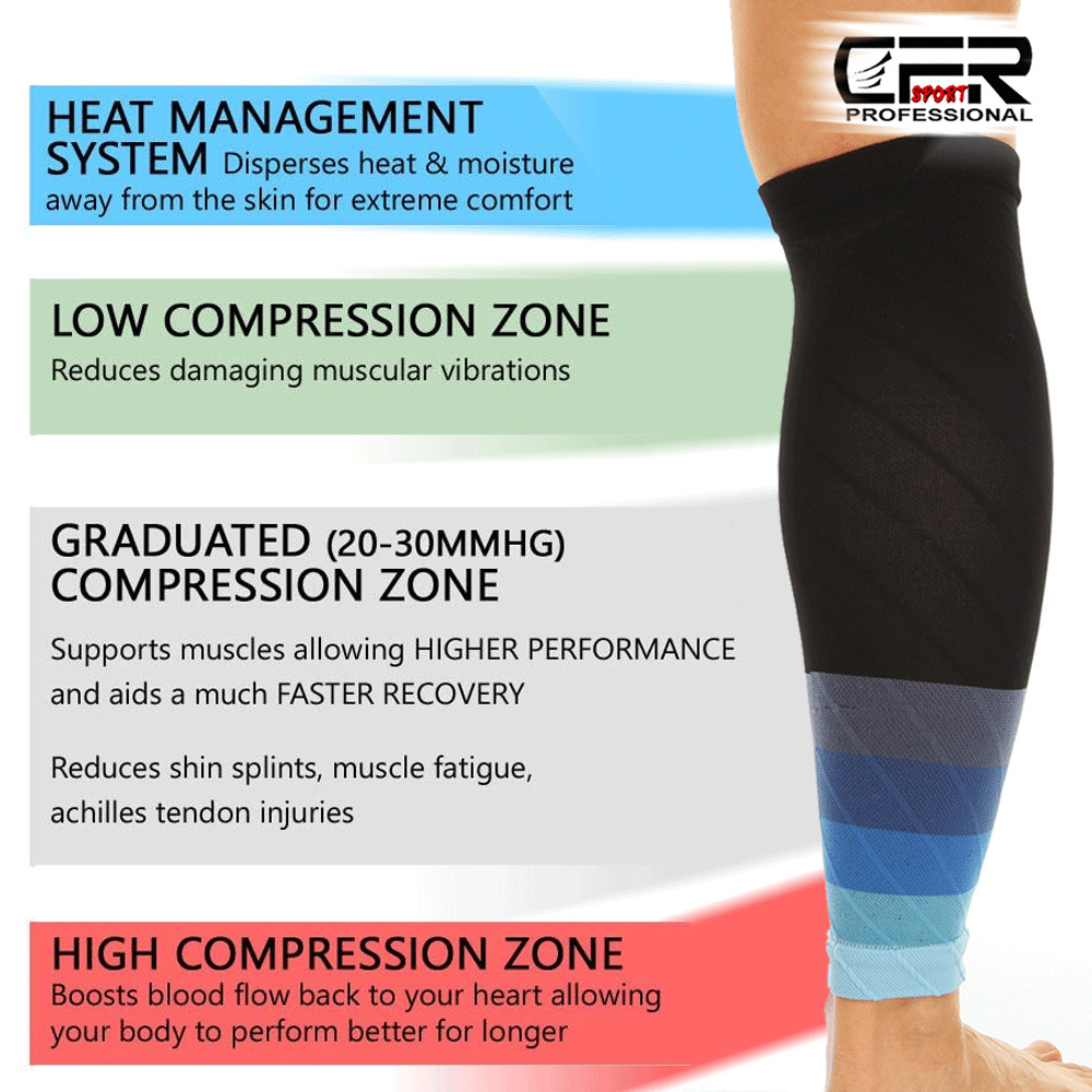 2pc Calf Sleeves Leg Support Compression Socks Running Shin Splint Varicose Vein