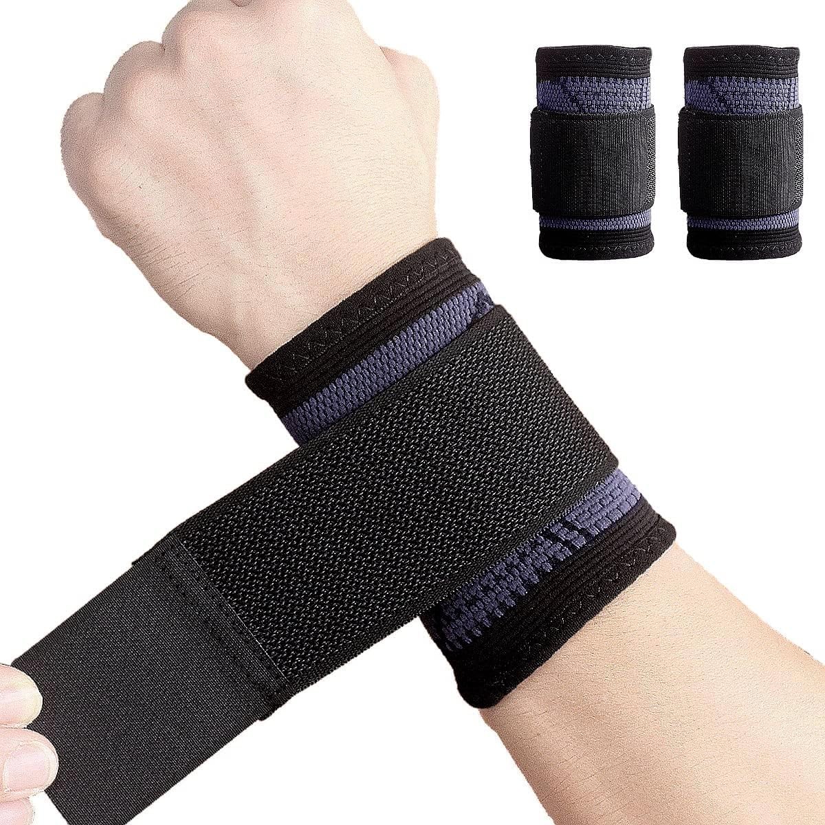 2 Pack Wrist Brace Compression Support for Carpal Tunnel Black Medium