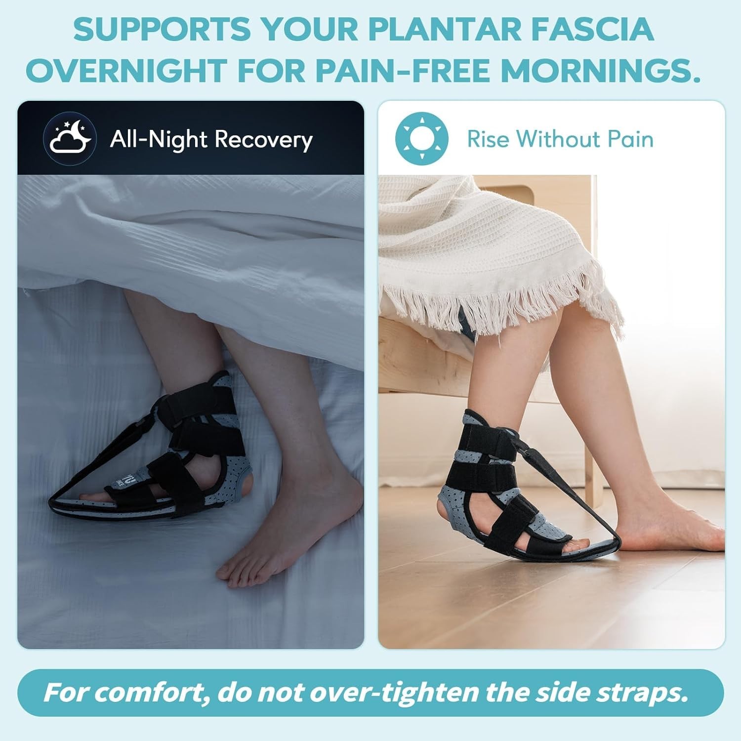 Adjustable Night Splint for Plantar Fasciitis Relief – Unisex Foot Brace, Large