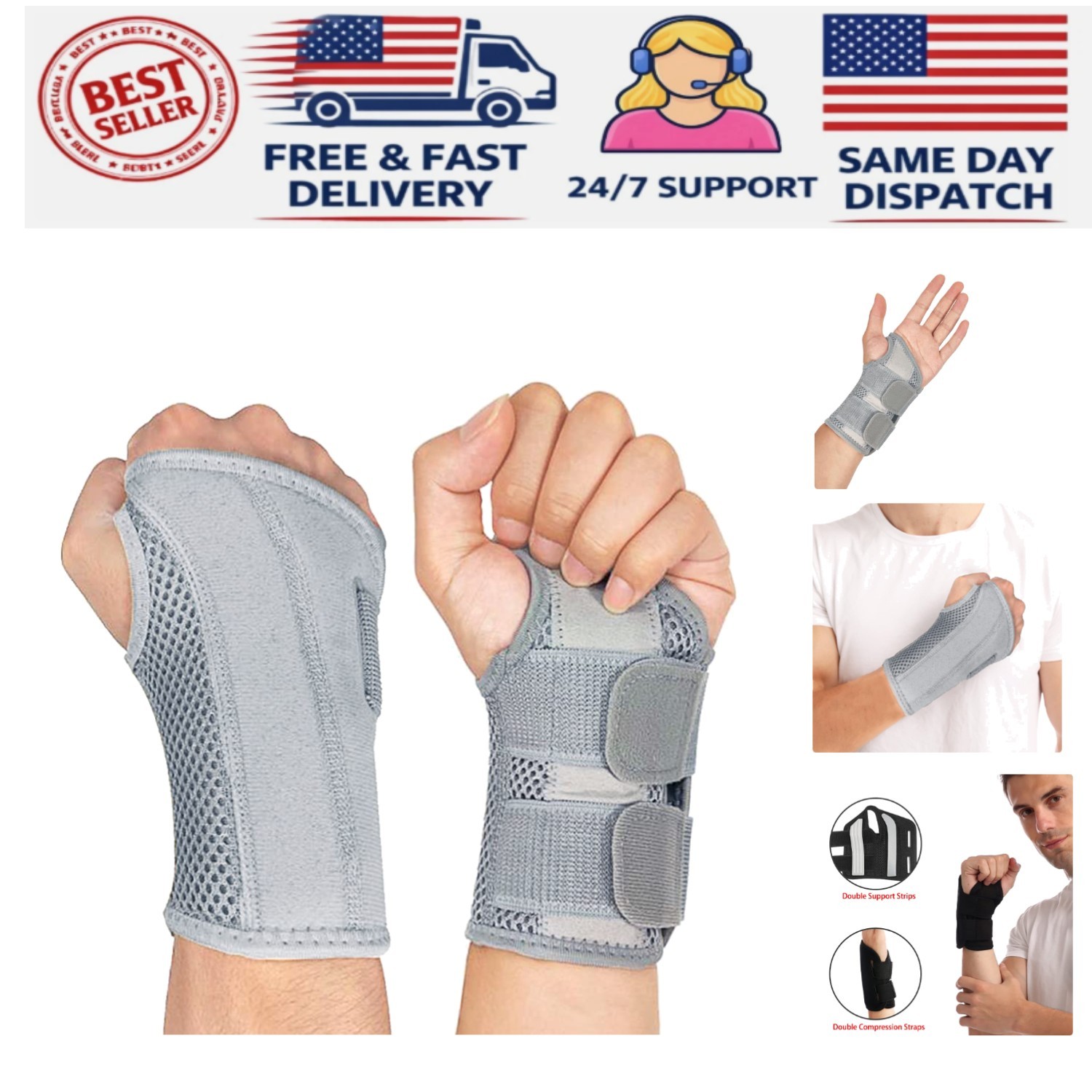 Wrist Brace Carpal Tunnel Right Left Hand for Men Women Pain Relief, Night Wr…