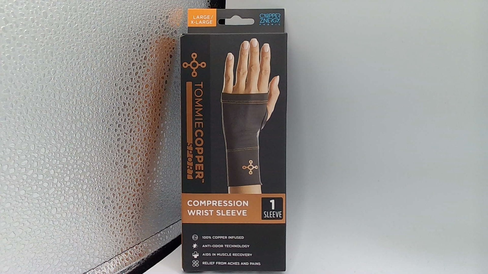 TOMMIE COPPER SPORT COMPRESSION WRIST SLEEVE – LARGE/X-LARGE – BLACK