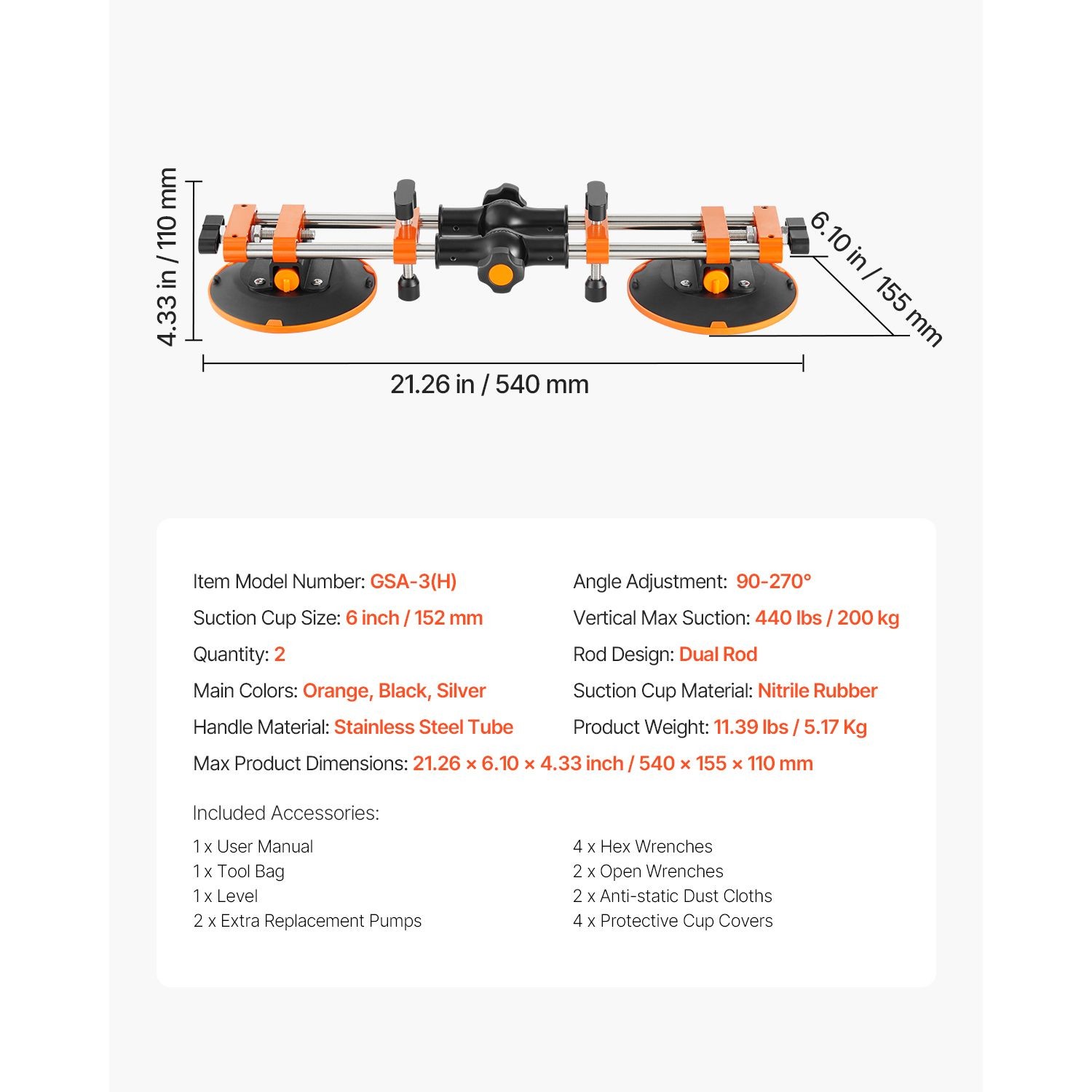 Seamless Seam Setter, 2 Packs Granite Seam Setter with 6 in Vacuum Suction Cups