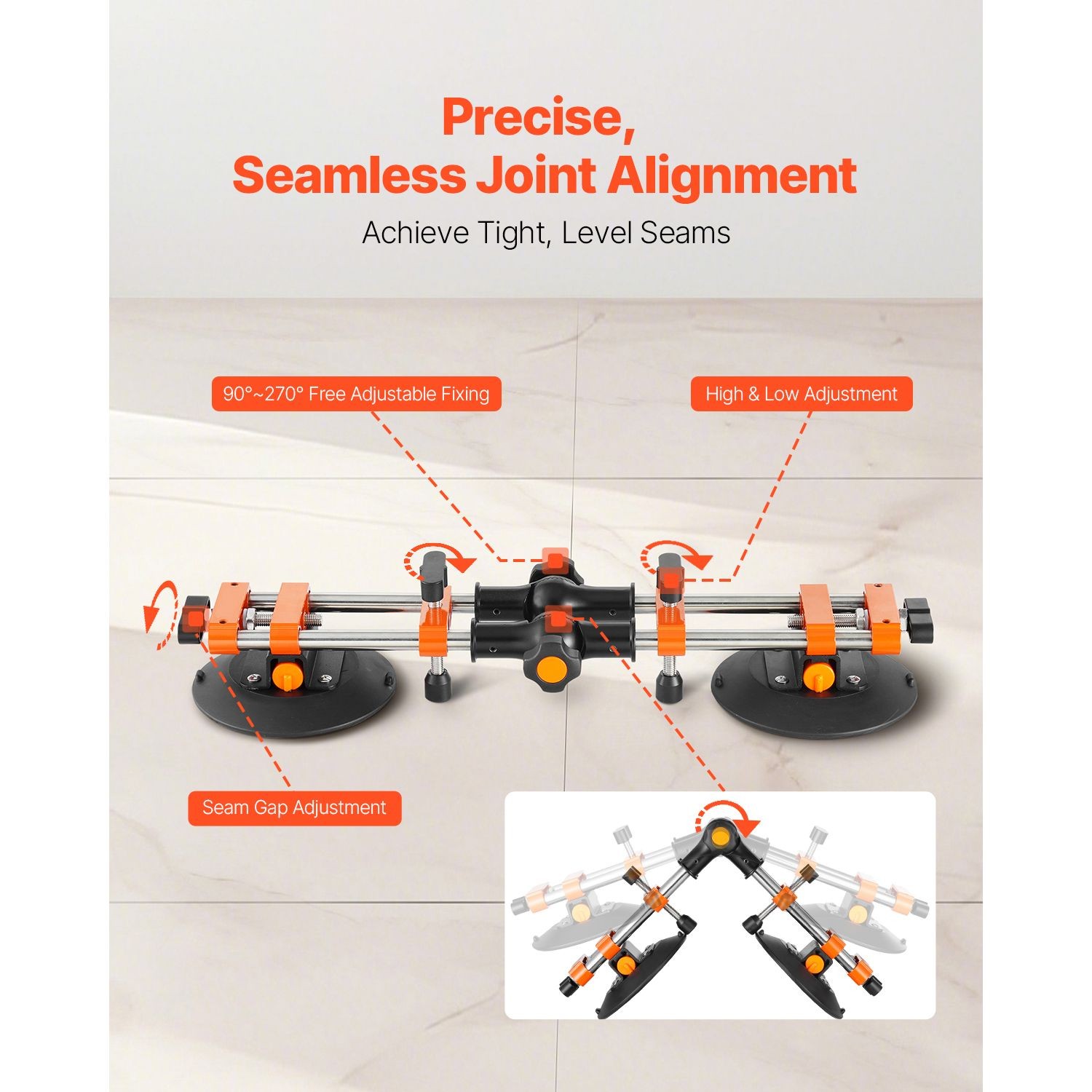 Seamless Seam Setter, 2 Packs Granite Seam Setter with 6 in Vacuum Suction Cups