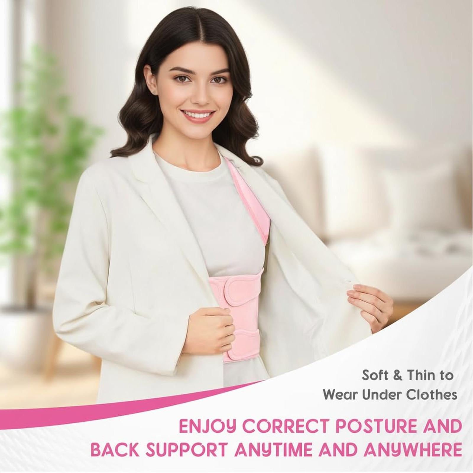 Posture Corrector for Women and Men, Full Back Support Brace, Adjustable