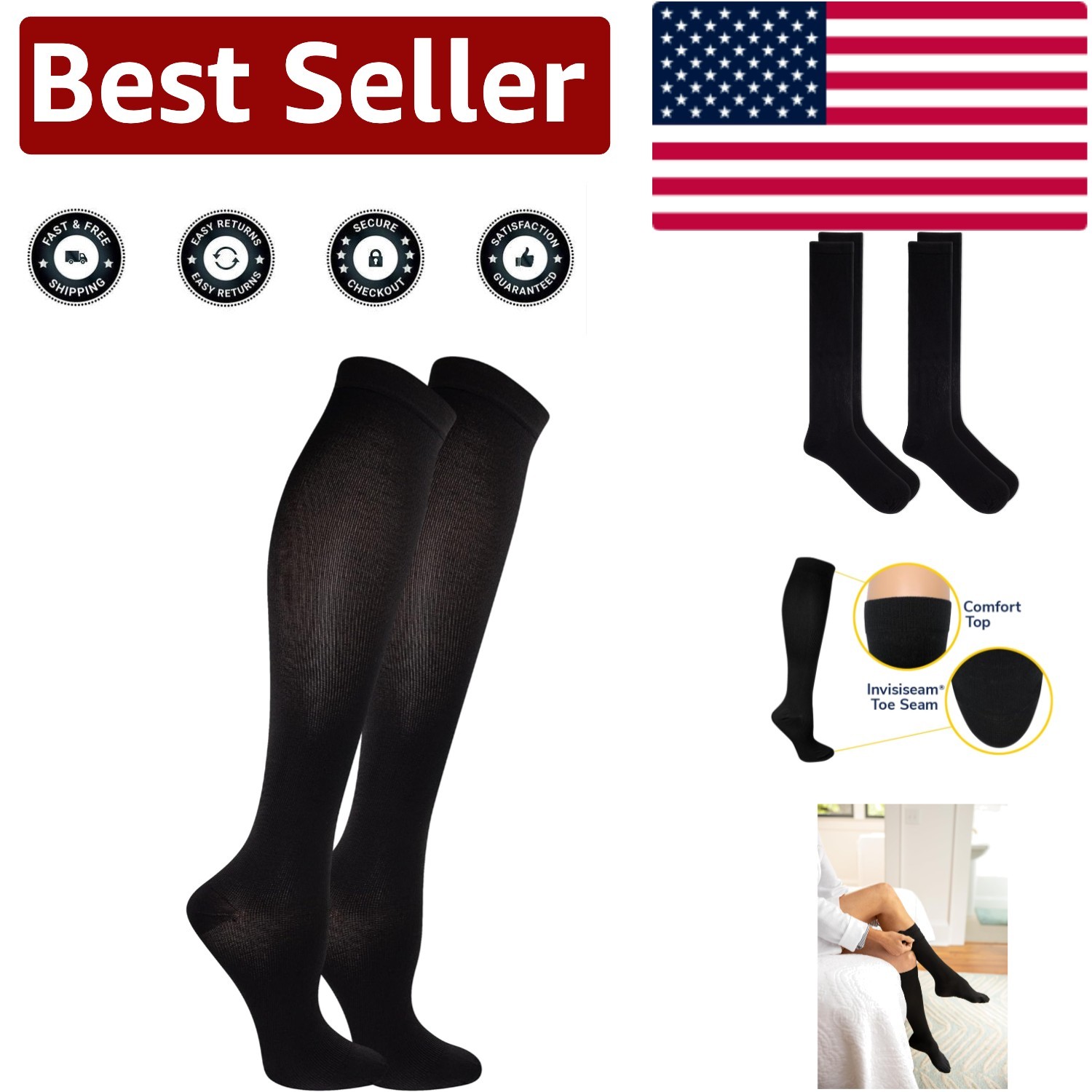 Women’s Graduated Compression Knee High Socks – Perfect for Travel & Daily Wear